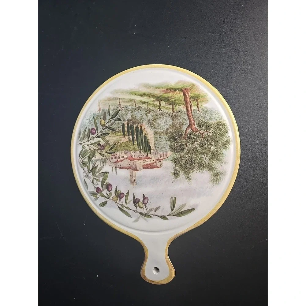 Vintage Sur La Table Olives Ceramic Trivet Cheese Tray Made in Italy